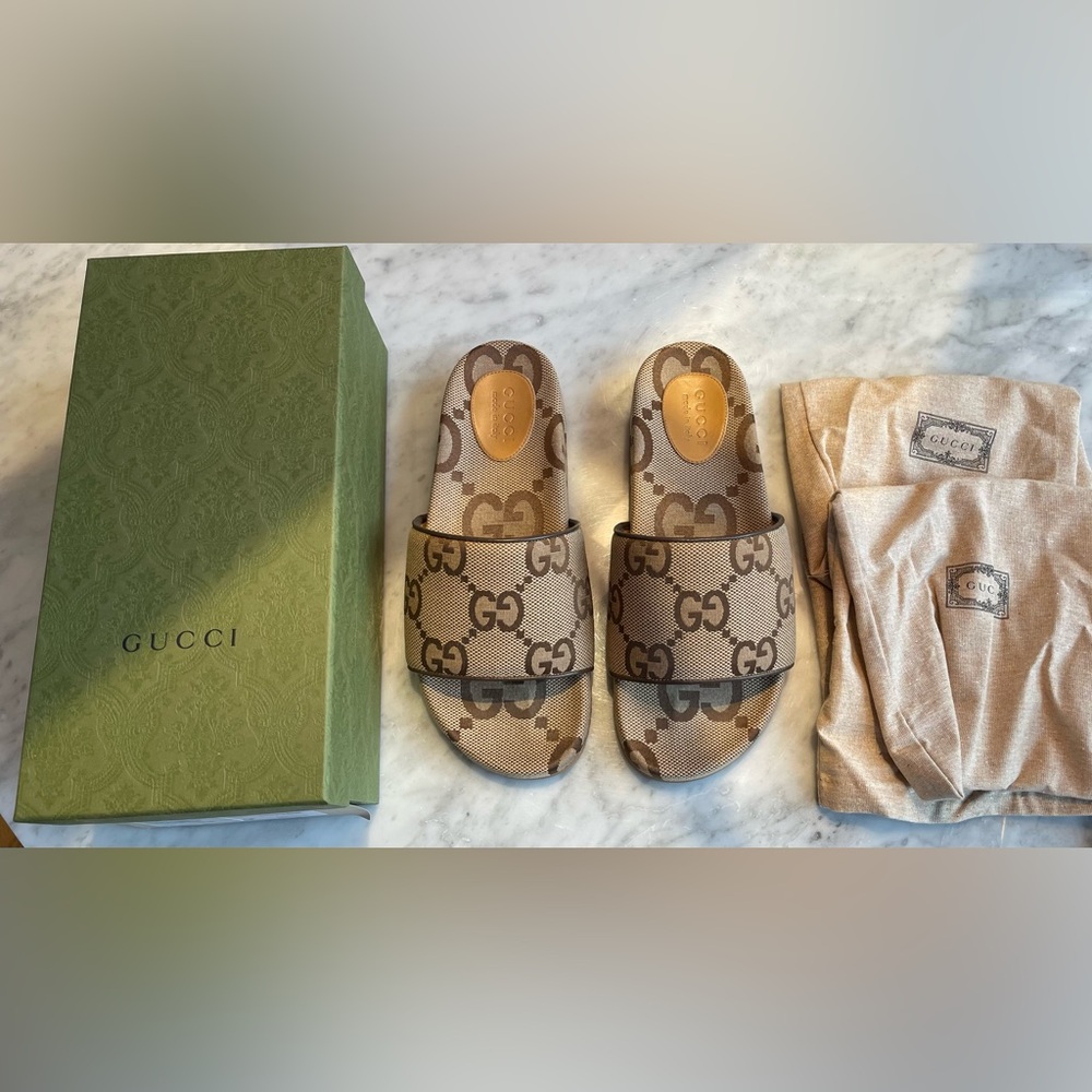 Gucci Canvas/Rubber Sole Men’s Slides/Sandals